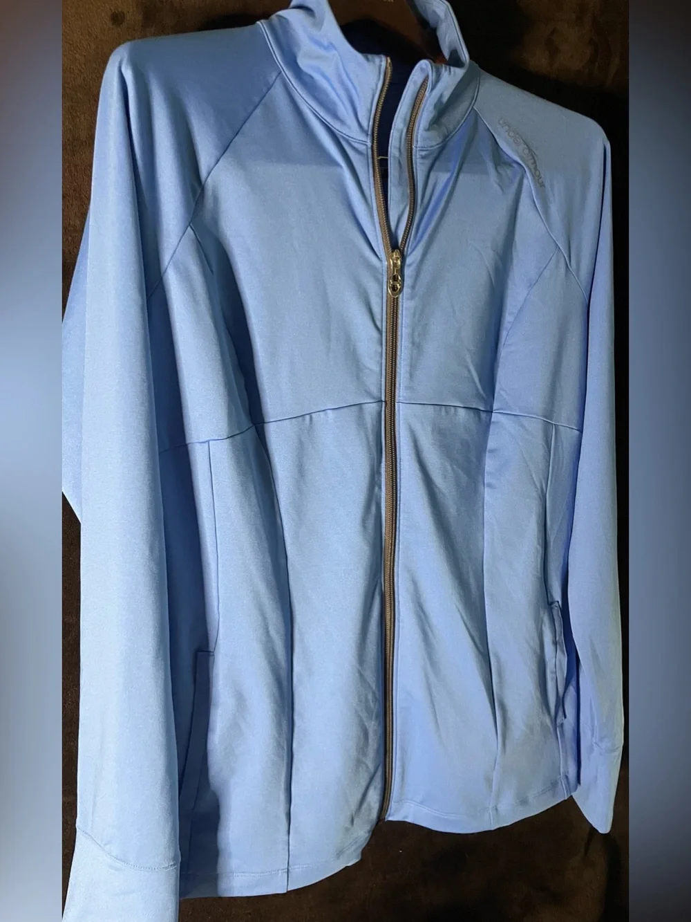 Under Armour Light Blue Women's Zip-Front Long Sleeve Size-Large